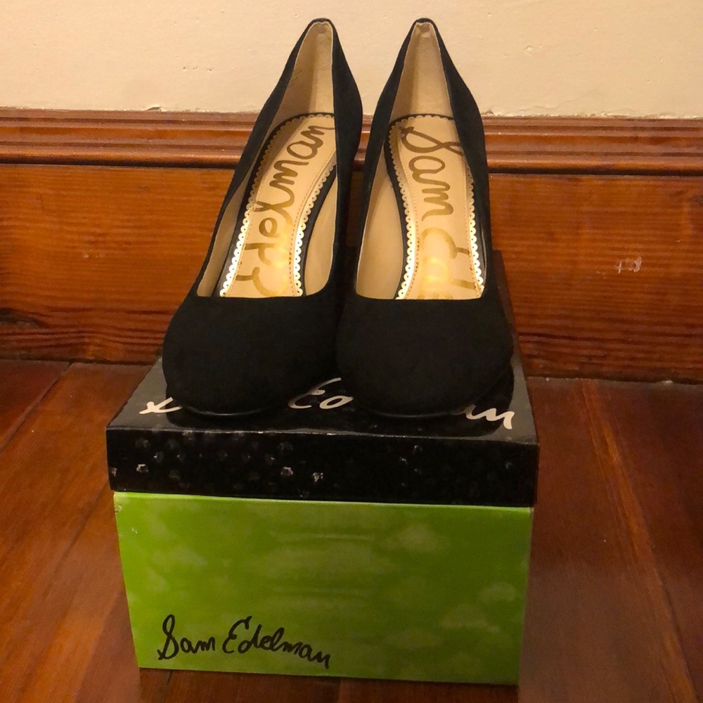 Sam Edelman black suede block heels | size 8.5